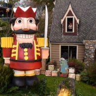 A 15-foot Maurice Sendak–designed nutcracker standing at the Ballard Nutcracker House during the holiday season.